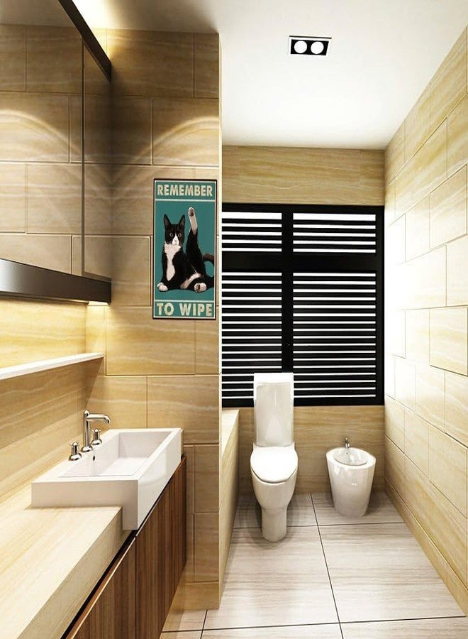 MAKABEE Funny Cat Bathroom Decor Sign Tuxedo Cat Remember To Wipe Tin Sign for Bathroom Toilet Wall Decor 8x12 INCH (Remember To Wipe) - Image 5